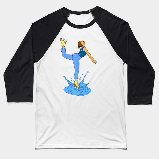 Aquarius Rollergirl Baseball T-Shirt by Hotanist